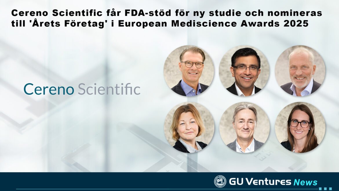 Cereno Scientific får FDA-stöd för ny studie och blir finalist till 'Årets Företag' i European Mediscience Awards 2025