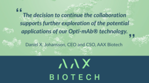 AAX Biotech går vidare till nästa fas i samarbetet med Daiichi Sankyo efter inledande utvärdering av Opti-mAb®